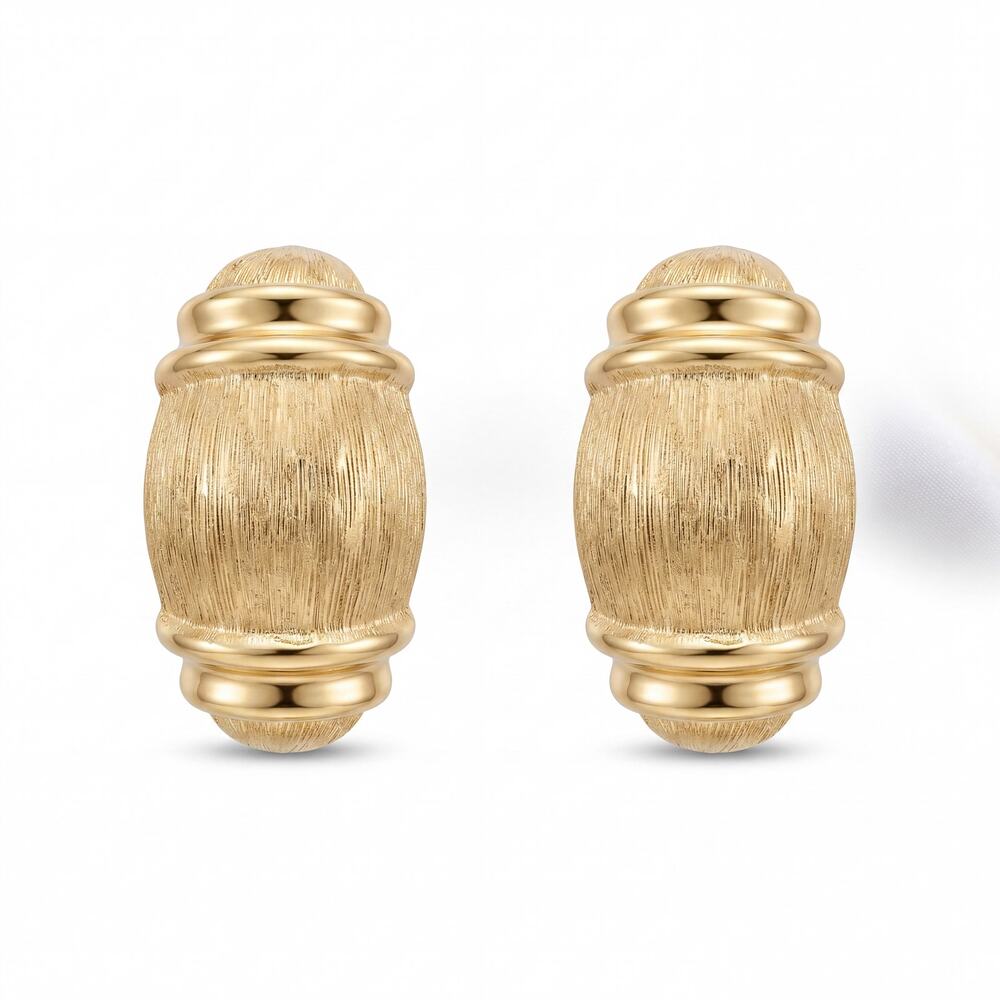 Christian Dior Vintage Gold Tone Textured Post Earrings Signed Costume Jewelry